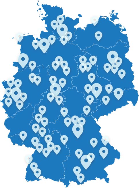 Mapa - dostępne zakwaterowanie w Niemczech