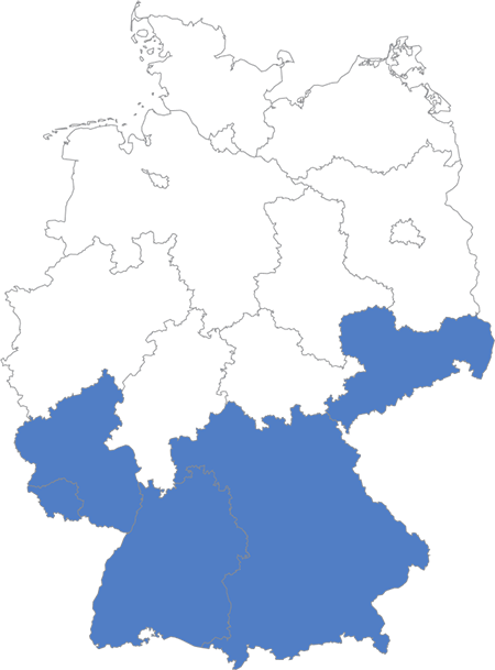 Region działania - południe Niemiec